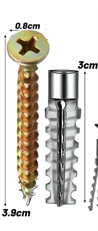 Hollow Wall Expansion Screw Kit - Metal Anchors with Self Tapping Screws for 6/8mm Pipe Drilling & Fastening