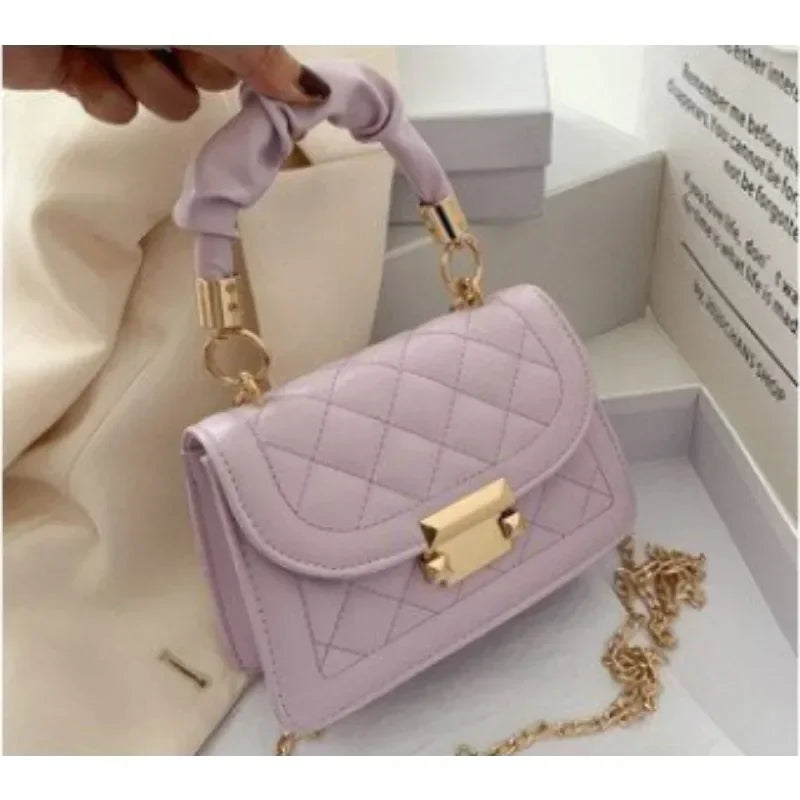 Women’s PU Leather Crossbody Bag - Stylish Rhomboid Chain Shoulder Messenger Mini Handbag