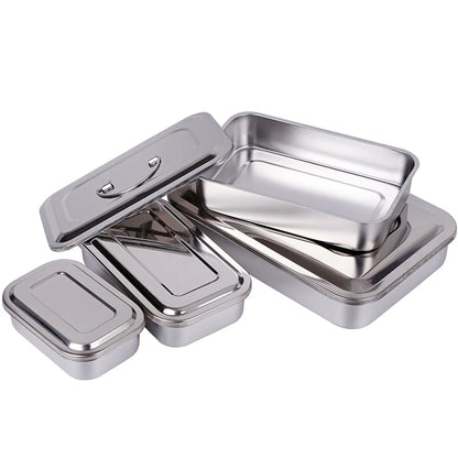 Stainless Steel Dental Instrument Tray with Lid – Medical Sterilization & Disinfection Container for Surgical Tools