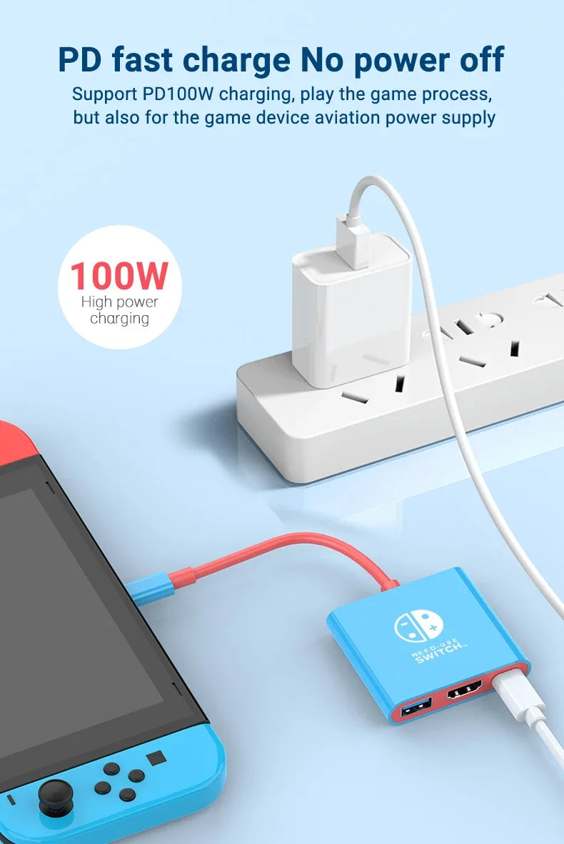 Switch Portable Type-C Docking Station – HDMI & USB 3.0 Hub, Compact Travel & Gaming Adapter