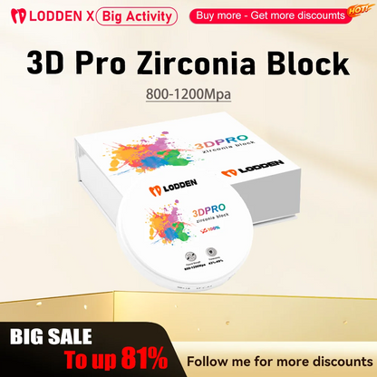 Dental Zirconia Block 3D PRO – Multilayer 98mm Disc for CAD/CAM, 16 Colors