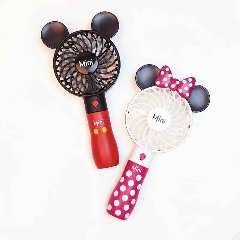 Mickey Mouse Cartoon USB Rechargeable Handheld Fan – Cute Anime Character Desktop Electric Fan with Night Light, Kawaii Gift Toy