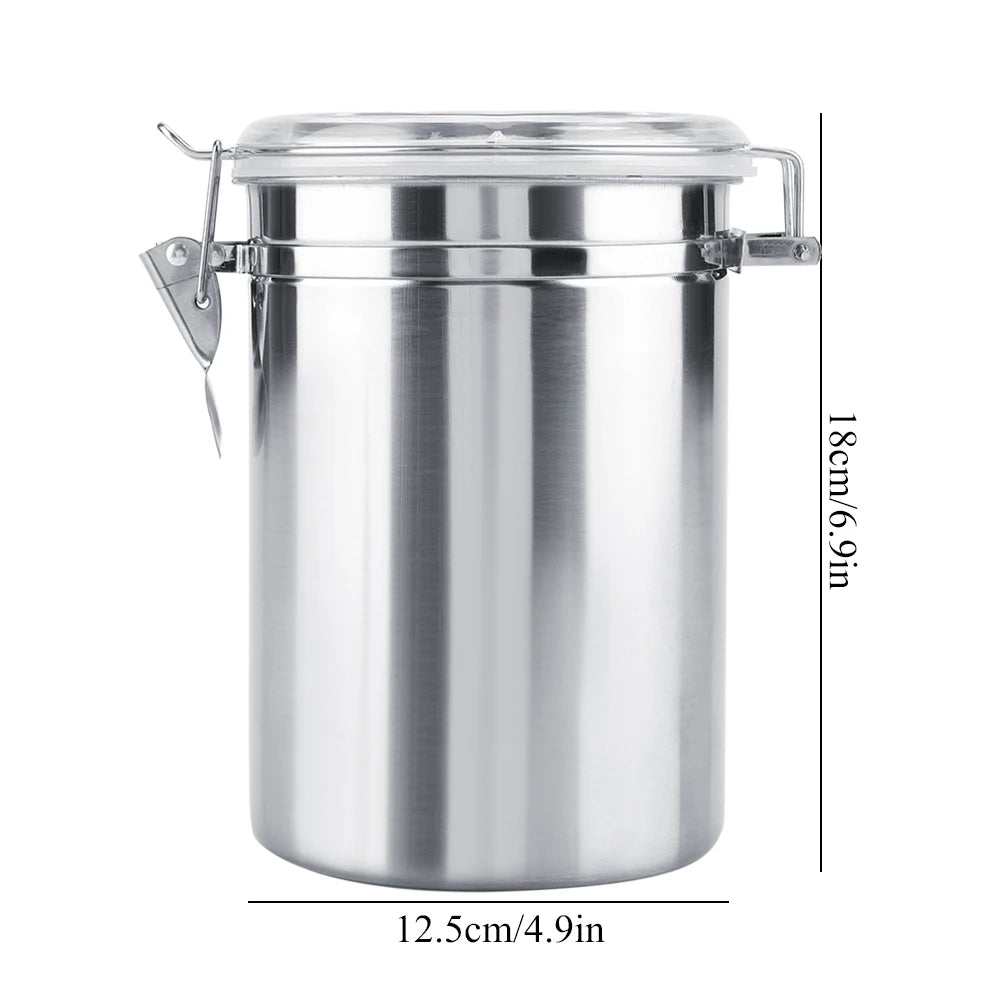 Stainless Steel Vacuum-Sealed Coffee Container – Beans Storage Jar for Home & Kitchen, 800-1800ml Options