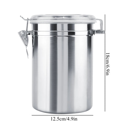 Stainless Steel Vacuum-Sealed Coffee Container – Beans Storage Jar for Home & Kitchen, 800-1800ml Options