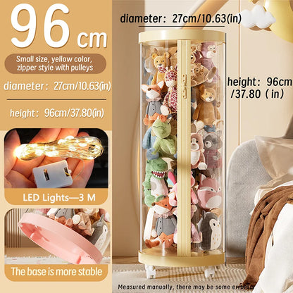 Transparent Doll & Plush Toy Storage Box — DIY Zipper Organizer Tube for Kids’ Toys, Christmas Gift, and Home Use