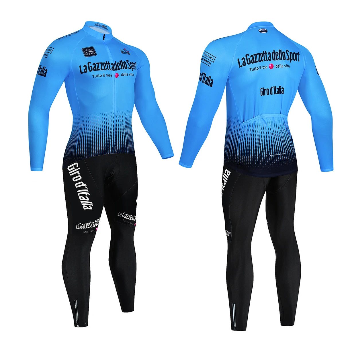 Tour De Italy D'ITALIA Cycling Clothes – Men's Fleece Jersey & Bib Pants Sports Set, Bicycle Uniform Costume