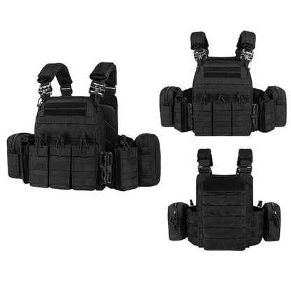 YAKEDA 6094 Tactical Vest – Lightweight Quick Release Combat Plate Carrier, 1000D Nylon Molle Hunting Vest in Black