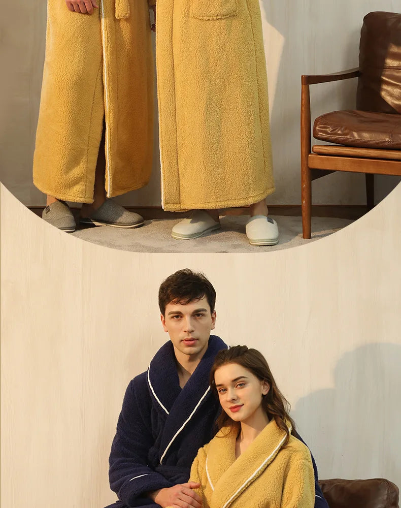 2025 Autumn Winter Cotton Robe – Thick Comfortable Large-Size Bathrobe for Men & Women, Luxury Couple Pajamas