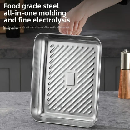 Stainless Steel Baking Trays 3-Piece Set - Non-Stick Roasting Pans with Lids for Meat, Vegetables & Baking