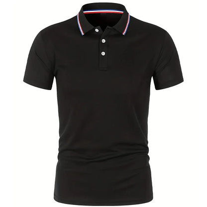 Men’s Summer Casual Polo Shirt - Breathable Solid Color Short Sleeve T-Shirt for Comfortable Everyday Wear