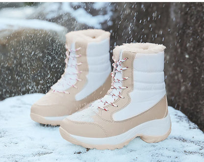 Women's Winter Snow Boots – Plush Lined Platform Flat Casual Shoes for Warmth and Comfort