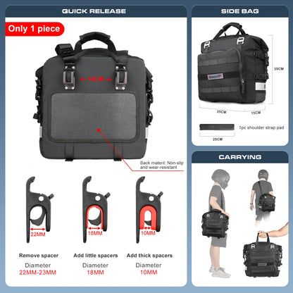 Rhinowalk Motorcycle Saddlebag 20L-30L – Universal Side Bag with Removable 100% Waterproof Inner Liner for Travel Motorbike Luggage
