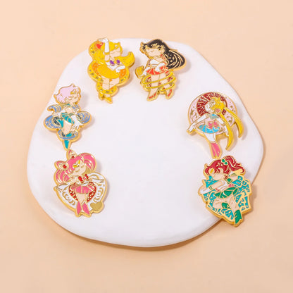 6PCS Anime Star & Moon Metal Keychains — Sailor Moon Tsukino Usagi & Luna Cat Cosplay Props, Pendant Jewelry Ornament