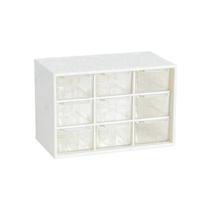 Nine Palace Grid Small Drawer Jewelry Storage Box – Transparent Desktop Organizer for Stationery and Small Items in Student Dorms