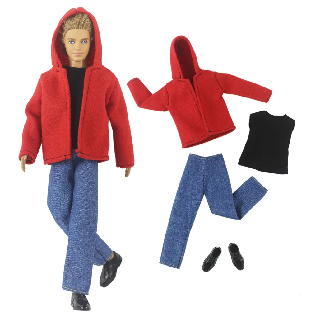 1 Set Woolen Overcoat Outfit for 12-inch Ken Doll – Multiple Styles Doll Clothes