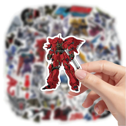 GUNDAM Anime Graffiti Stickers - 10/50-Piece Cartoon Decal Pack for Luggage, Phones, Skateboards, Guitars and Scrapbooks