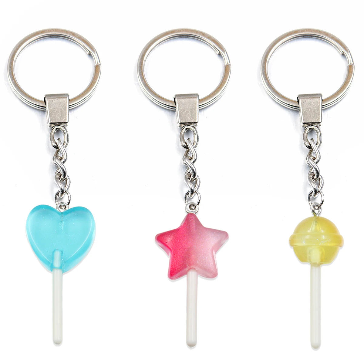 10pcs 3D Candy Charms - Star, Heart & Lollipop Pendants for DIY Keychains, Bracelets, Earrings & Jewelry Making