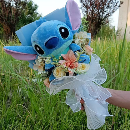 Lilo & Stitch Bouquet PVC Anime Stuffed Doll – Rose & Sunflower Gift for Birthday, Valentine’s & Christmas Day
