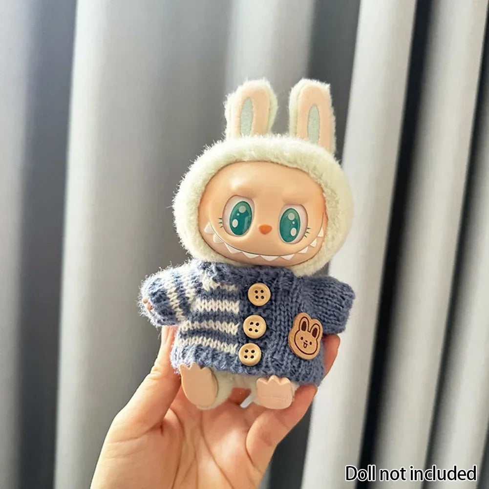 Labubu Doll Clothes Outfit (15-17cm) – Sitting Party Bear Accessories with Scarf, Hat & Bag