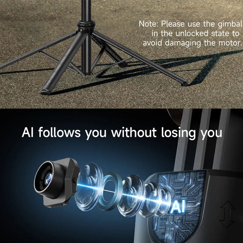 C17 360° Auto-Rotation Monopod – AI Tracking Tripod with Bluetooth Shutter, Fill Light & Wireless Selfie Stick for Phones