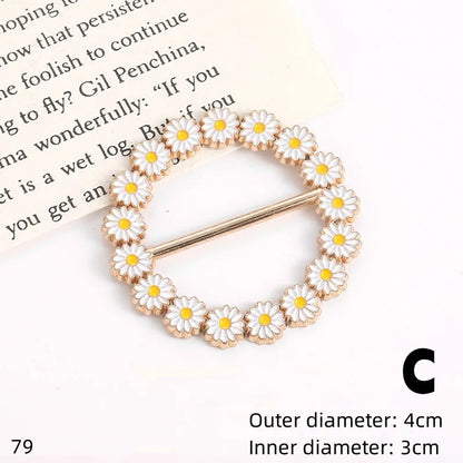 Metal Ring Waist & Scarf Button – Fashion Corner Hem Brooch, Waist Knotted Buckle, T-Shirt Fixing Accessory for Women & Girls