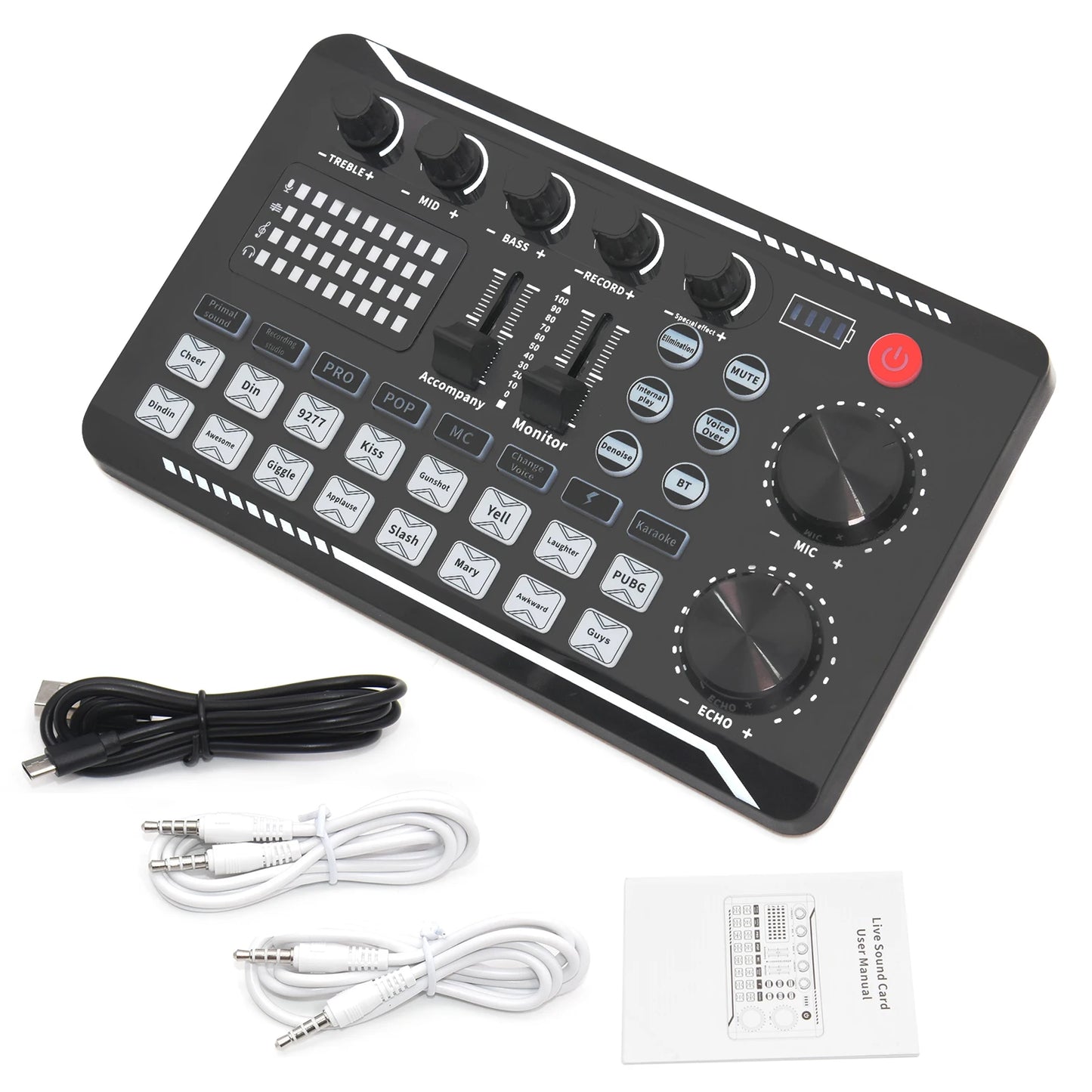 Live Sound Card Audio Interface with DJ Mixer Effects & Voice Changer – Bluetooth Mixer for Live Streaming & Singing