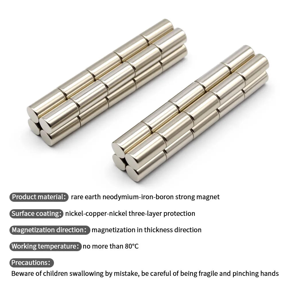 N35 Neodymium Magnets - 10x20mm Super Strong Round Permanent Rare Earth Magnets for DIY & Refrigerator Use