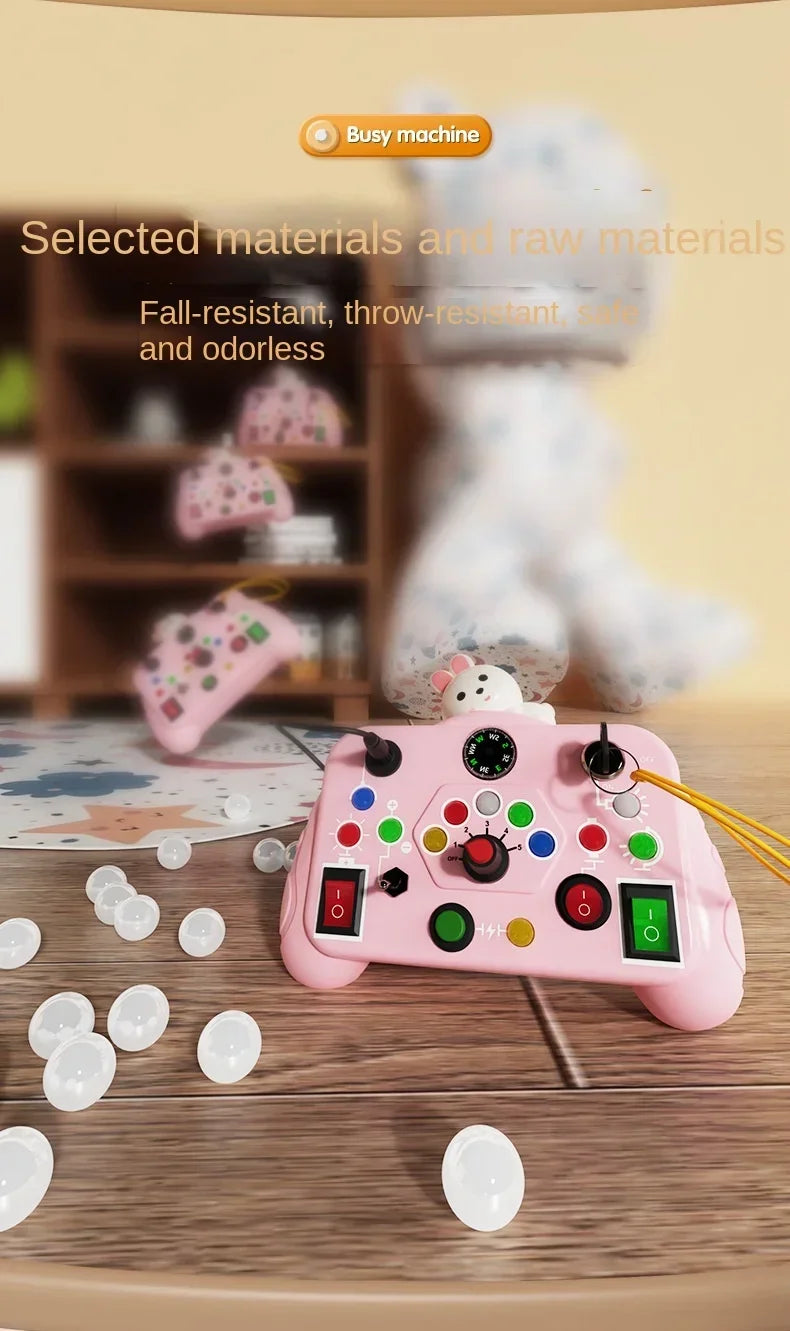 Montessori Busy Board Sensory Toy – LED Light & Switch Activity Game for Children Ages 2-4