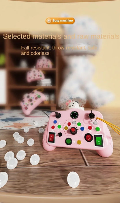Montessori Busy Board Sensory Toy – LED Light & Switch Activity Game for Children Ages 2-4
