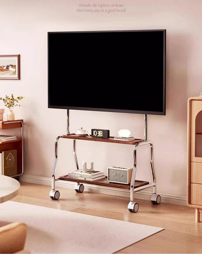 Rolling TV Stand on Wheels – Mobile Cart for 32–75in LCD & LED Flat/Curved TVs, Holds 110lbs, VESA 600x400mm