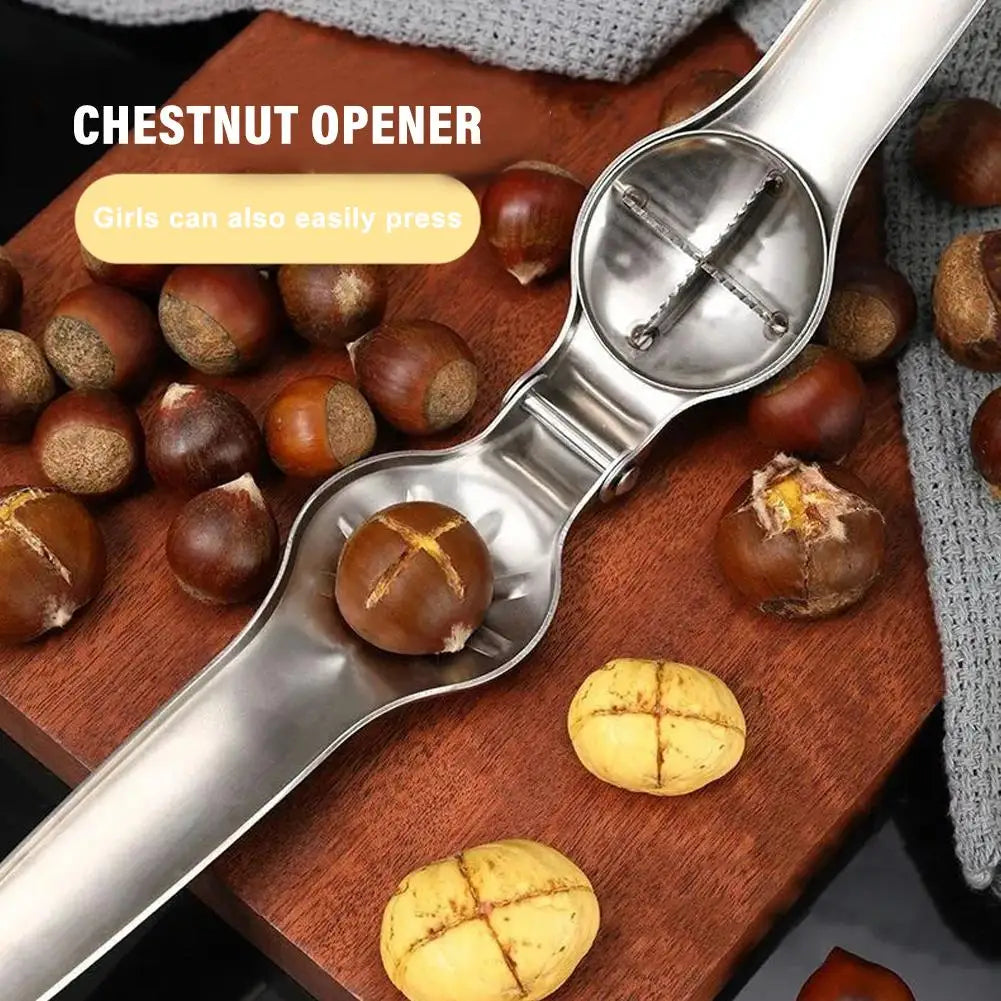 2 in 1 Stainless Steel Nut Cracker - Quick Chestnut and Walnut Opener, Sheller Pliers for Kitchen Use