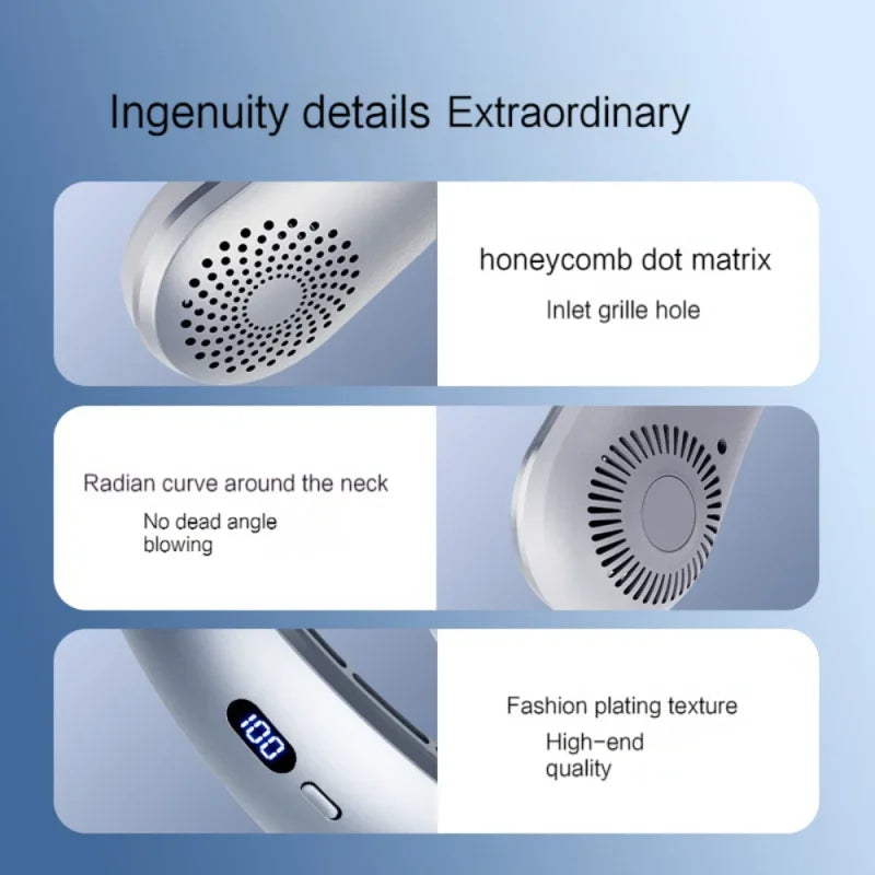 Lightweight Neck Fan - 5 Speed Hands Free Wearable Fan with Low Noise Design for Indoor & Outdoor Sports