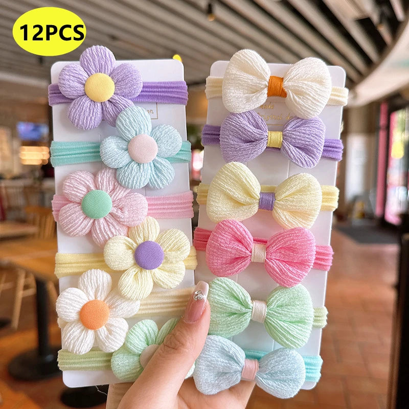 20PCS/10PCS Elastic Hair Bands with Flower Style – Girls’ Hair Accessories for Birthday Party Headwear