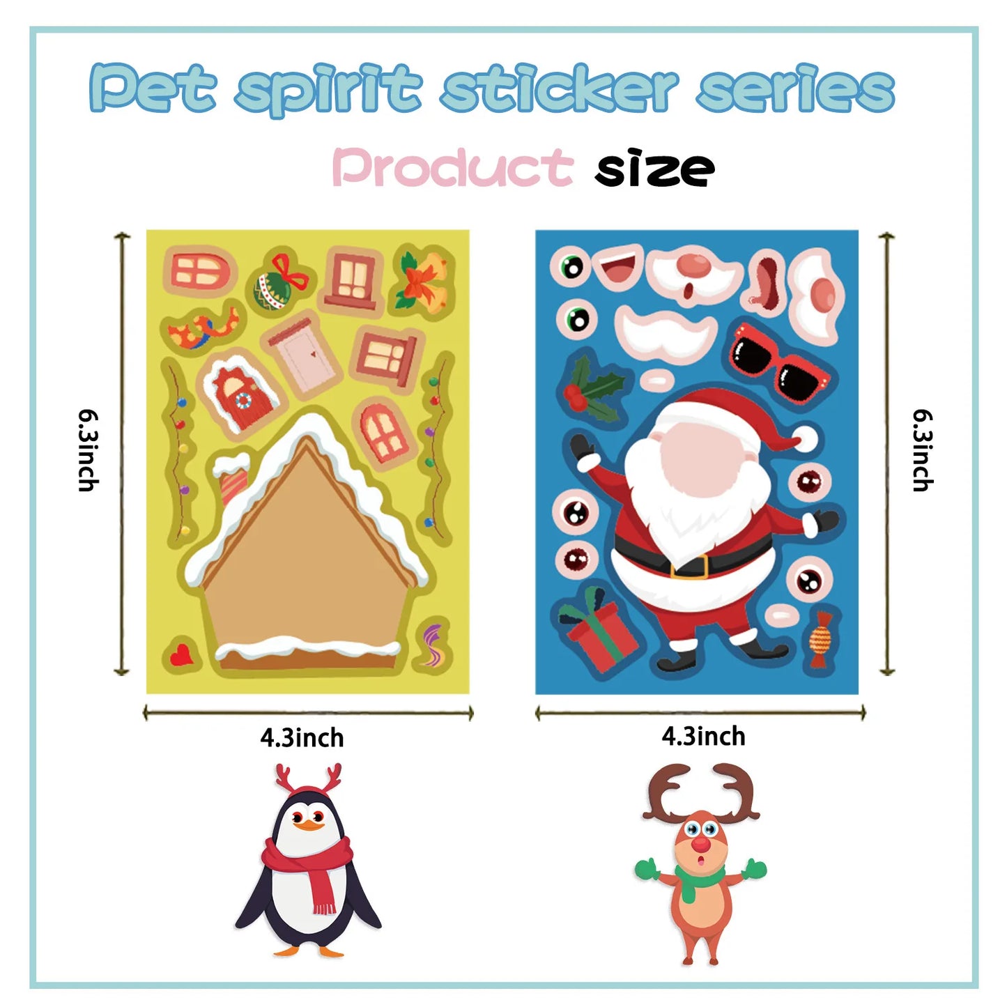 8-Piece Christmas Snowman Puzzle Stickers – Cartoon Face-Making Waterproof Craft Decals for Holiday Party