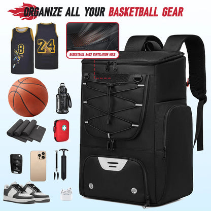 Basketball Sports Backpack - Multi-Sport Storage Bag with Separate Shoe Compartment for Training and Outdoor Use