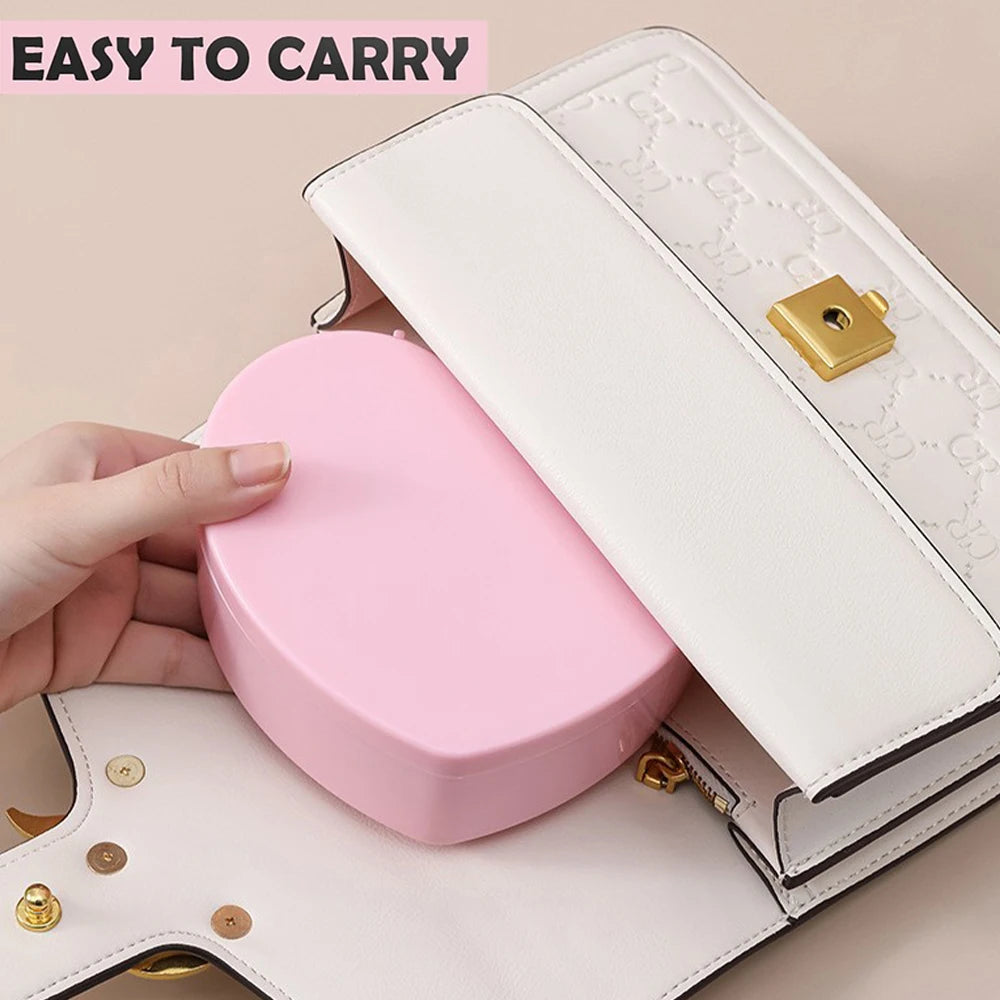 Pink Hair Accessories Storage Box - Portable Jewelry Organizer with Mirror for Girls & Travel