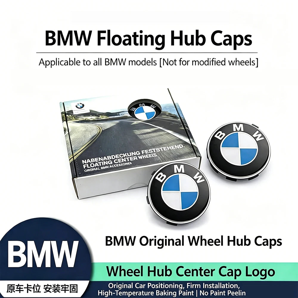 BMW Floating Wheel Center Caps - 4-Piece 56mm/68mm Wheel Hub Caps for BMW Models