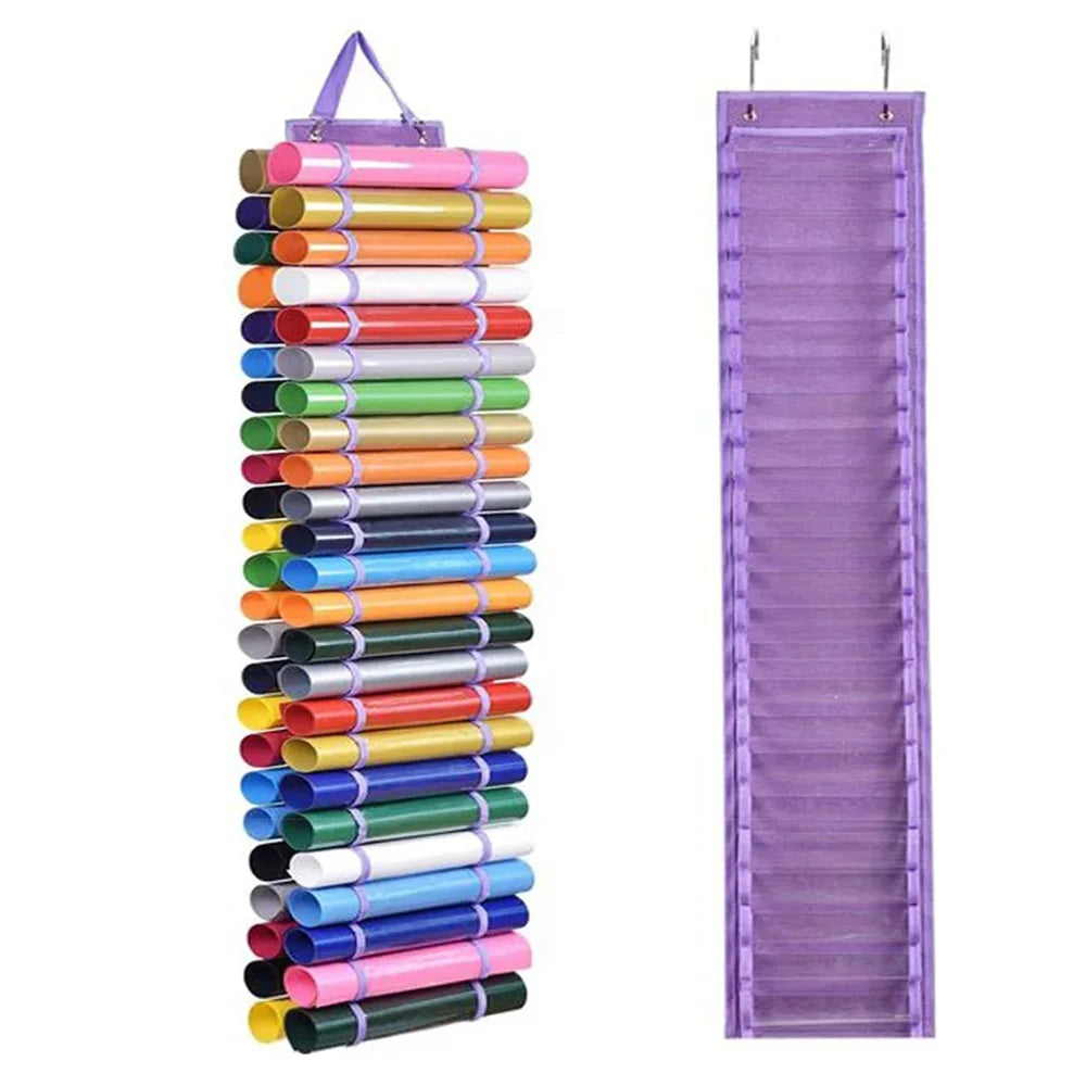 Vinyl Storage Organizer – Hanging Craft Vinyl Roll Holder with 48 Compartments for Easy Storage