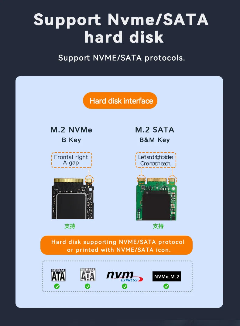 Blueendless M.2 SSD Dual Protocol Docking Station – 2-Bay PCIe NVMe Enclosure with Type-C, 10Gbps, RGB Light