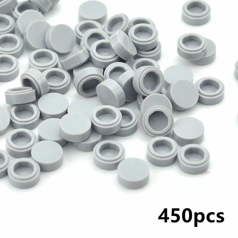 450PCS Round 1x1 Flat Stud Building Block Accessories – Colorful MOC-Compatible Creative Toy Parts Set for DIY Construction