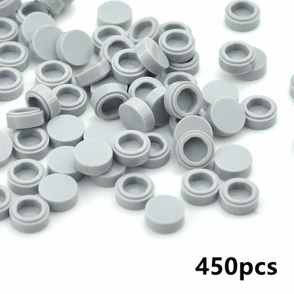450PCS Round 1x1 Flat Stud Building Block Accessories – Colorful MOC-Compatible Creative Toy Parts Set for DIY Construction