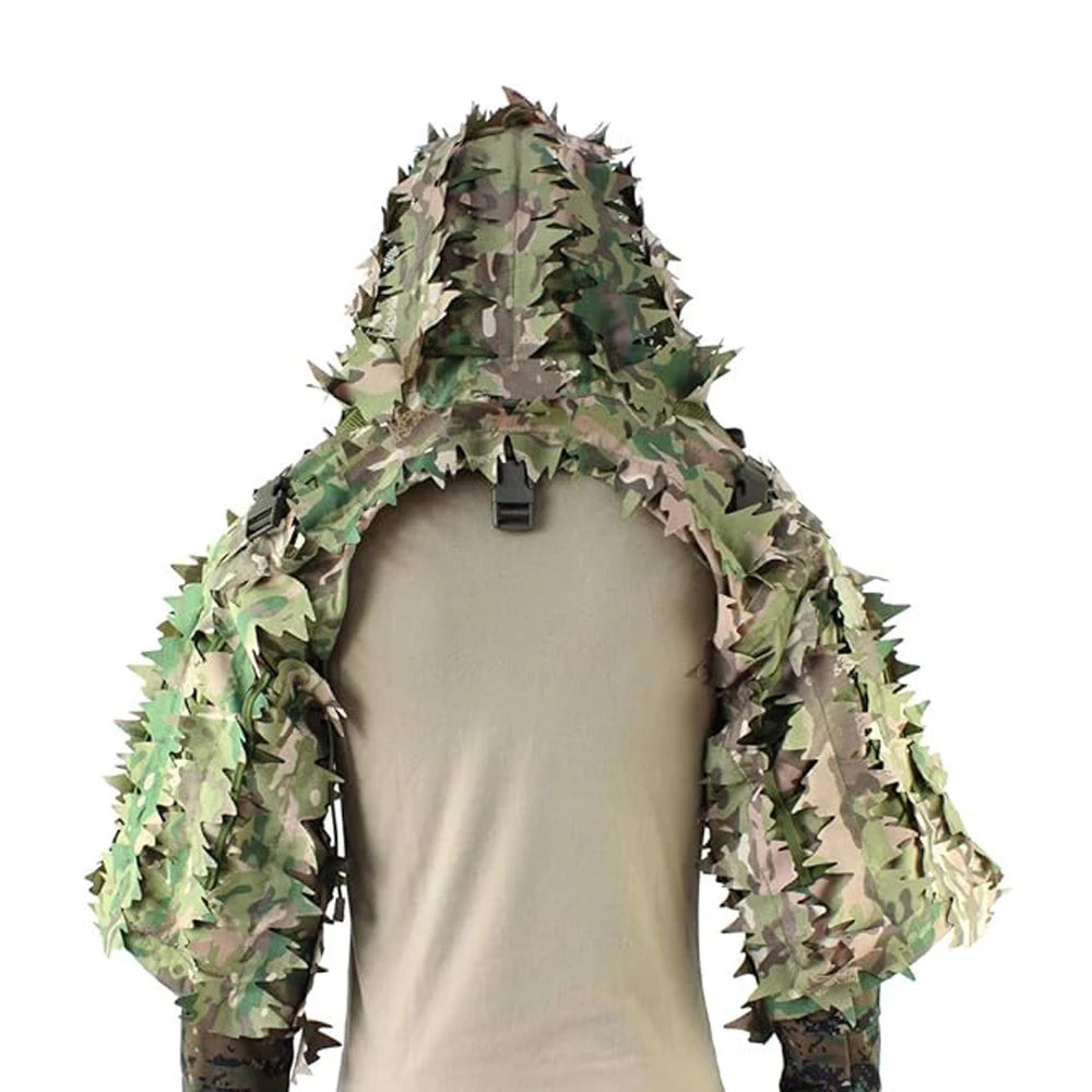 Ghillie Suit Set | Camouflage Hunting Poncho, Base, Cape & Sniper Viper Hood for Airsoft & Paintball