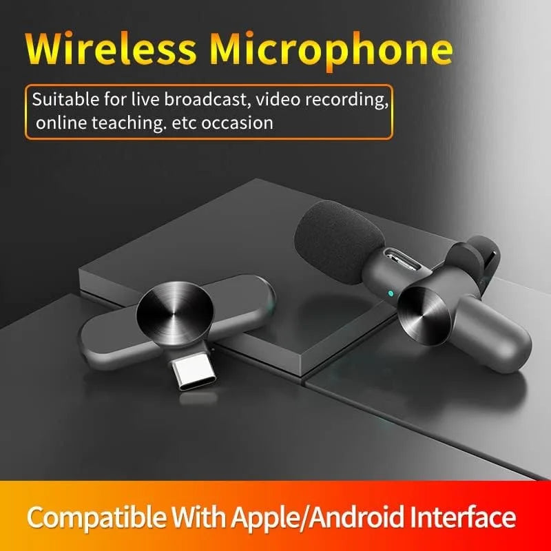 Wireless Lavalier Microphone - Noise Reduction Clip-On Mic for iPhone iPad Recording Live Stream YouTube & Facebook