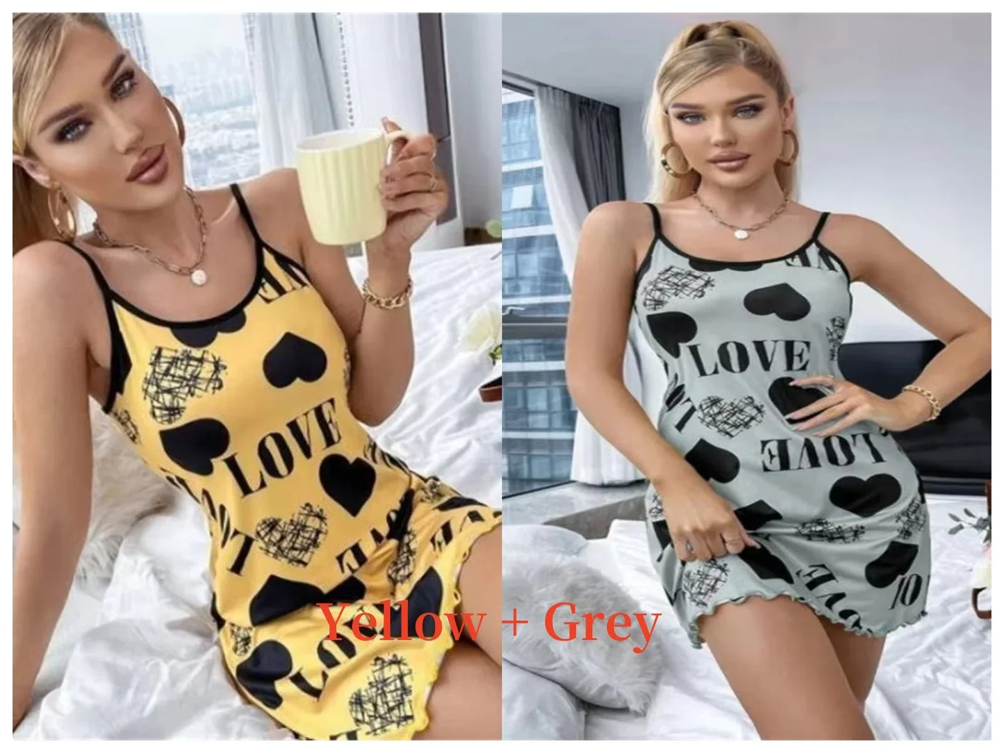 Women’s Cute Cartoon Nightgown - Sexy Halter Back Summer Pajamas & Home Wear Short Dress