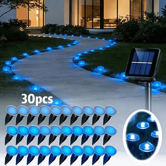 30 LED Solar Path Lights - IP54 Waterproof Multicolor Outdoor Marker Lights for Garden, Walkway & Patio Decor