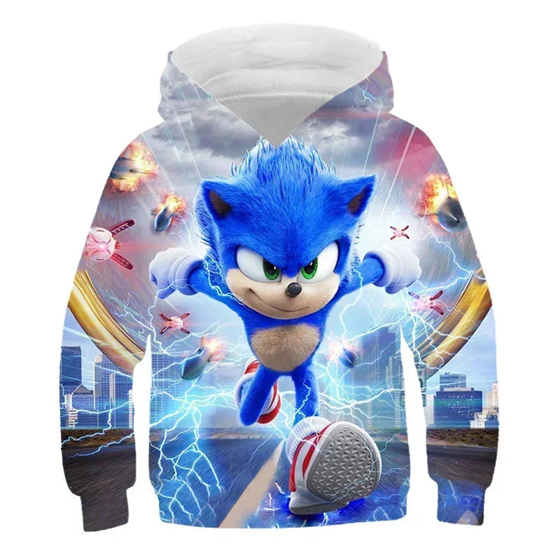 2024 Sonic 3D Kids Hoodie – Cartoon Print Long Sleeve Sweatshirt for Boys & Girls, Spring & Autumn Clothing