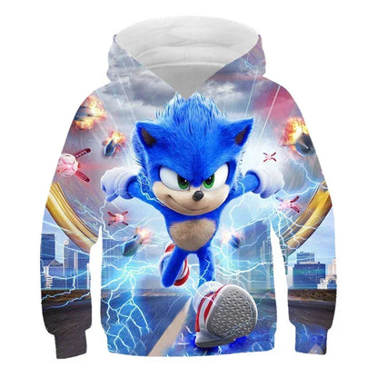 2024 Sonic 3D Kids Hoodie – Cartoon Print Long Sleeve Sweatshirt for Boys & Girls, Spring & Autumn Clothing