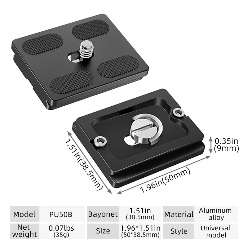 BEXIN Universal Aluminum Alloy Quick Release Plate – 1/4" Screw Tripod Mount Adapter for Arca Swiss & Benro Ball Head Cameras