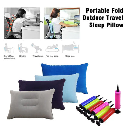 Outdoor Portable Travel Sleep Pillow – Inflatable Camping, Picnic, Beach Pillow for Tent, Comfortable Folding Equipment (G6X8)