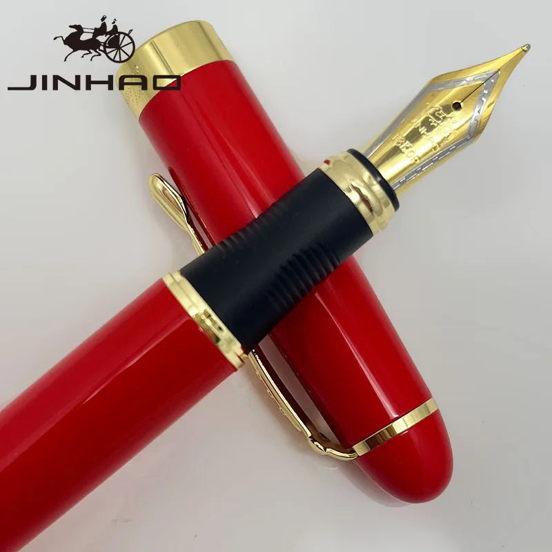 Jinhao X750 Fountain Pen Set - Medium Nib with Ink Converter, Silver Trim Calligraphy Writing Pen & Gift Set